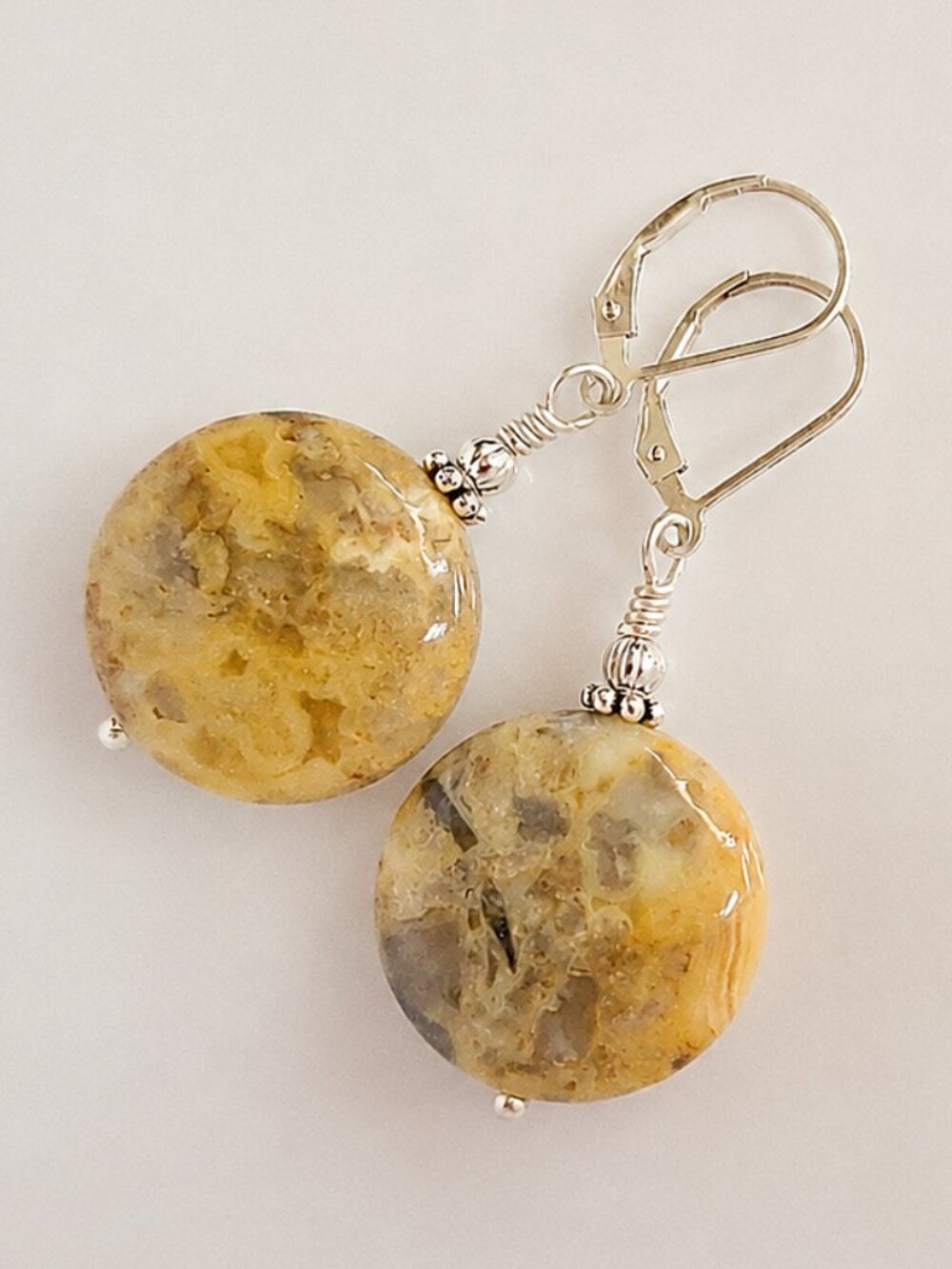 Crazy Lace Agate Earrings With Sterling Silver Leverback Earwires - Picture 6 of 9